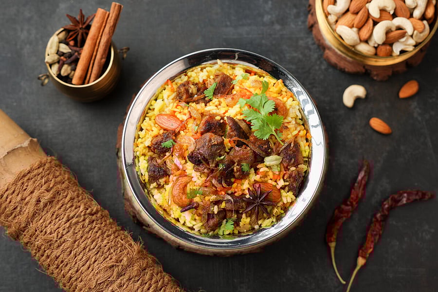 Malabar biryani is mild and flavourful.