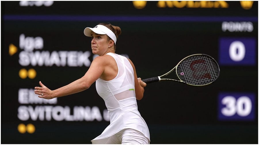 Ukraine's Elina Svitolina in action during her quarter final match against Poland's Iga Swiatek. Credit: Reuters Photo