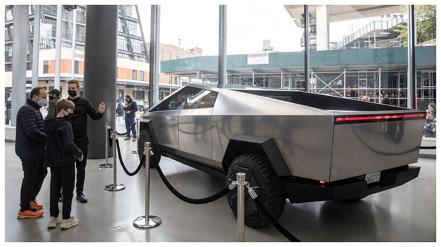 Tesla's Cybertruck is displayed at Manhattan's Meatpacking District in New York City, US, May 8, 2021. Credit: Reuters File Photo