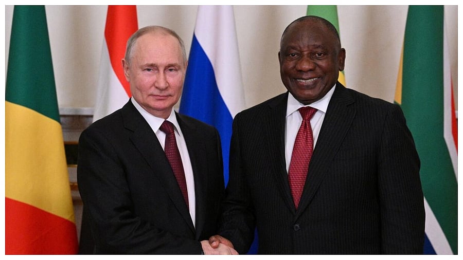 Russian President Vladimir Putin and South African President Cyril Ramaphosa. Credit: Reuters File Photo