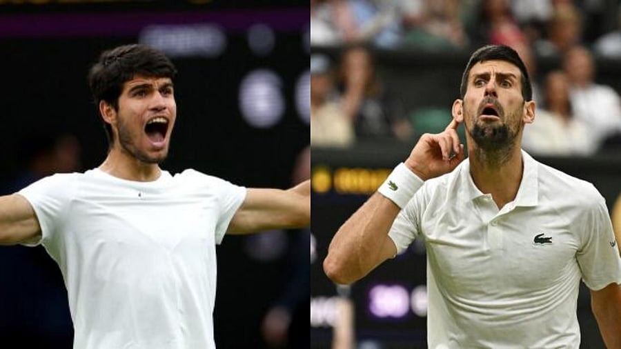 Carlos Alcaraz (left) and Novak Djokovic (right). Credit: Reuters Photos