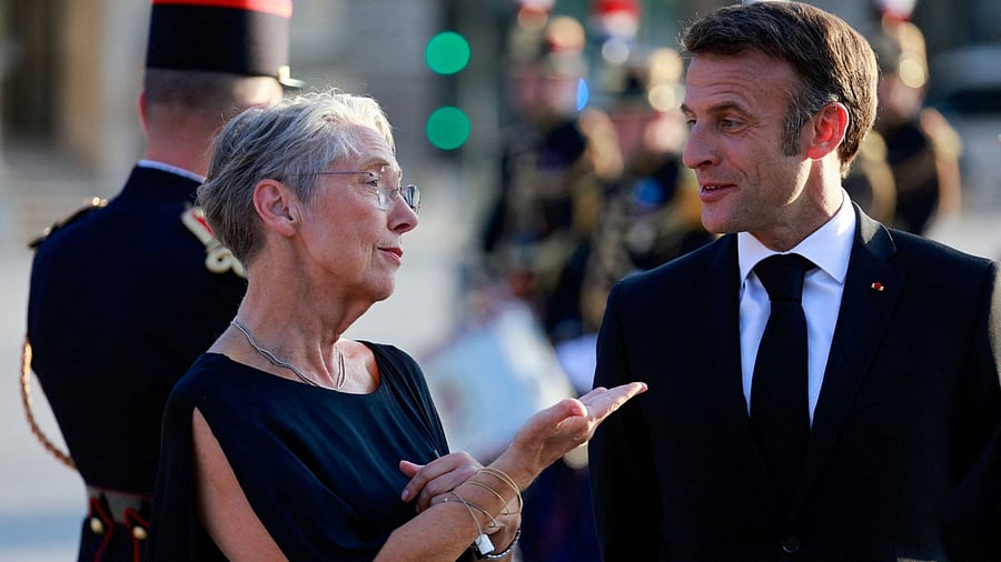 French President Emmanuel Macron and Prime Minister Elisabeth Borne. Credit: Reuters Photo