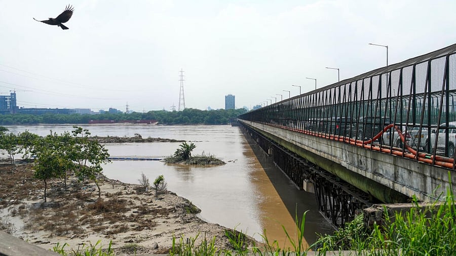 Swollen Yamuna river at ITO, in New Delhi. Credit: PTI File Photo