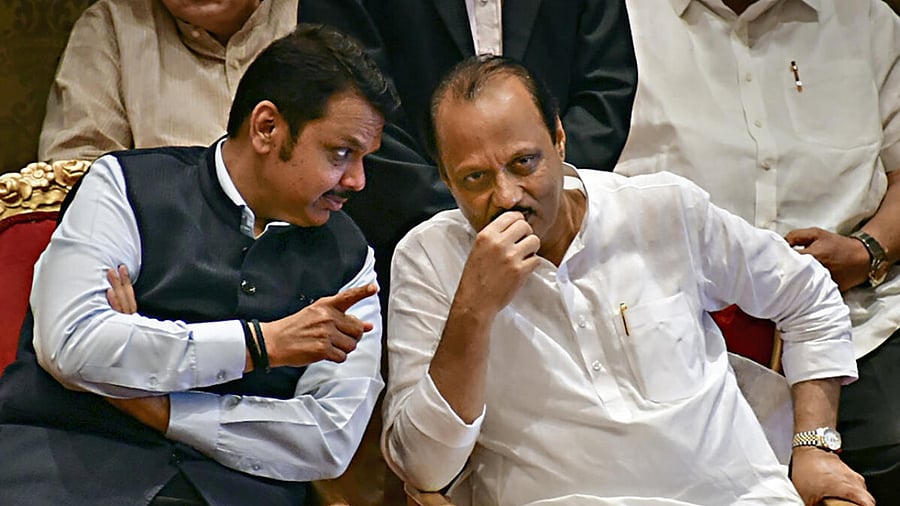 Maharashtra Deputy Chief Ministers Devendra Fadnavis and Ajit Pawar. Credit: PTI Photo