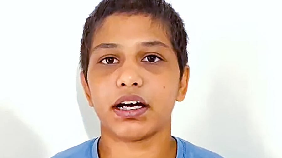 Wrestler Antim Panghal speaks during a video message. Credit: PTI File Photo