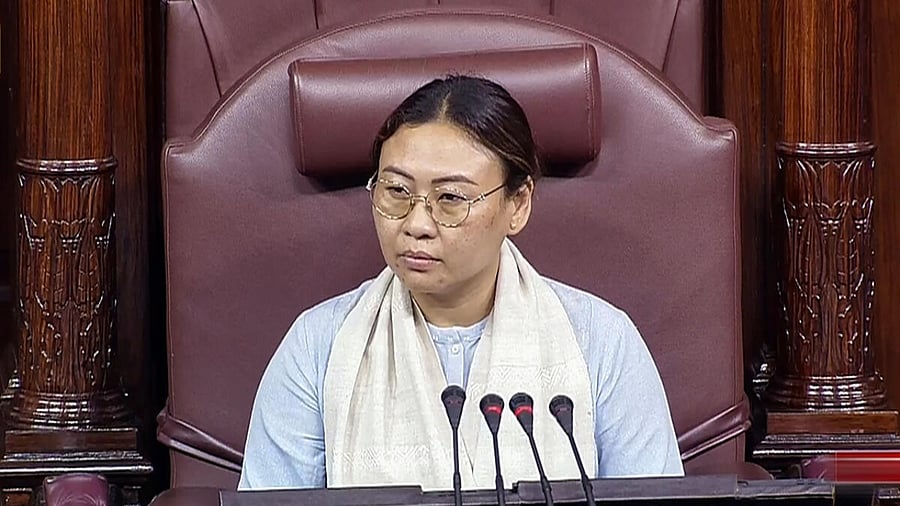 Rajya Sabha MP Phangnon Konyak presides over the house during the Monsoon session of Parliament, in New Delhi, Tuesday, July 25, 2023. Credit: PTI Photo