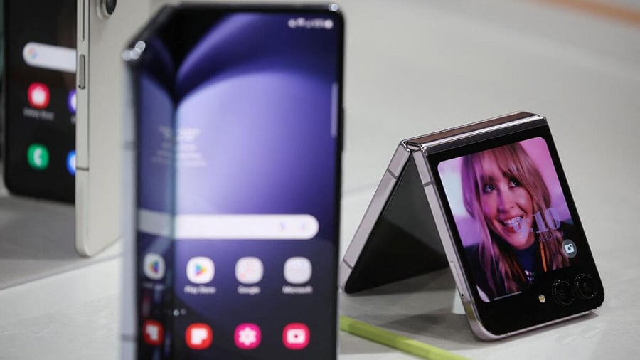Samsung Electronics’ new Galaxy Z Flip 5 and Z Fold 5 foldable smartphones are pictured during Samsung Galaxy Unpacked 2023 in Seoul, South Korea. Credit: Reuters Photo