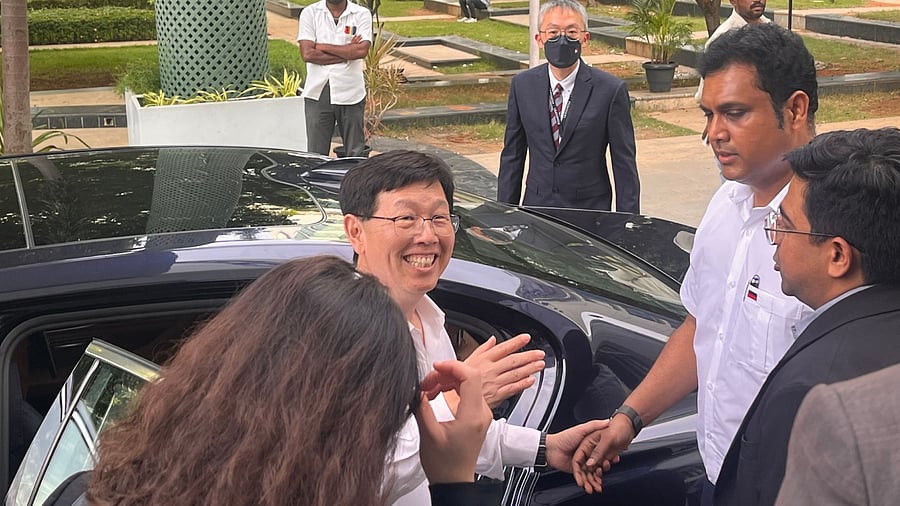 Foxconn Technology Group Chairman Young Liu at the IIT-Madras Research Park in Chennai on Monday. DH Photo/E.T.B. Sivapriyan