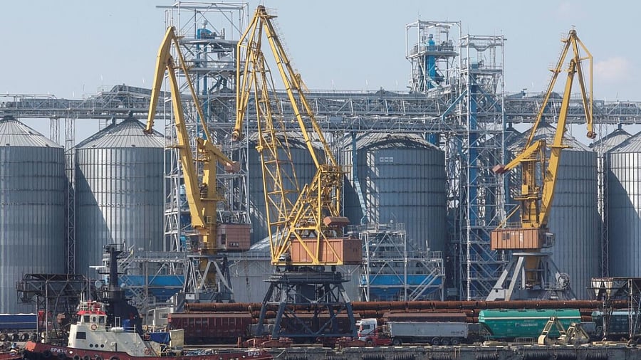 View shows a grain terminal in the sea port in Odesa. Credit: Reuters Photo