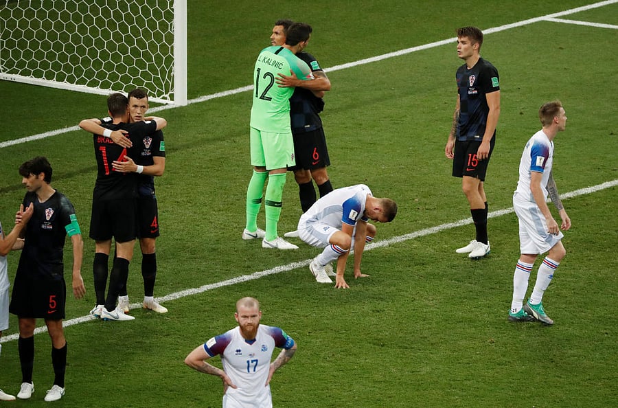 World Cup - Group D - Iceland vs Croatia - Rostov Arena, Rostov-on-Don, Russia - June 26, 2018 Iceland and Croatia players after the match. Reuters