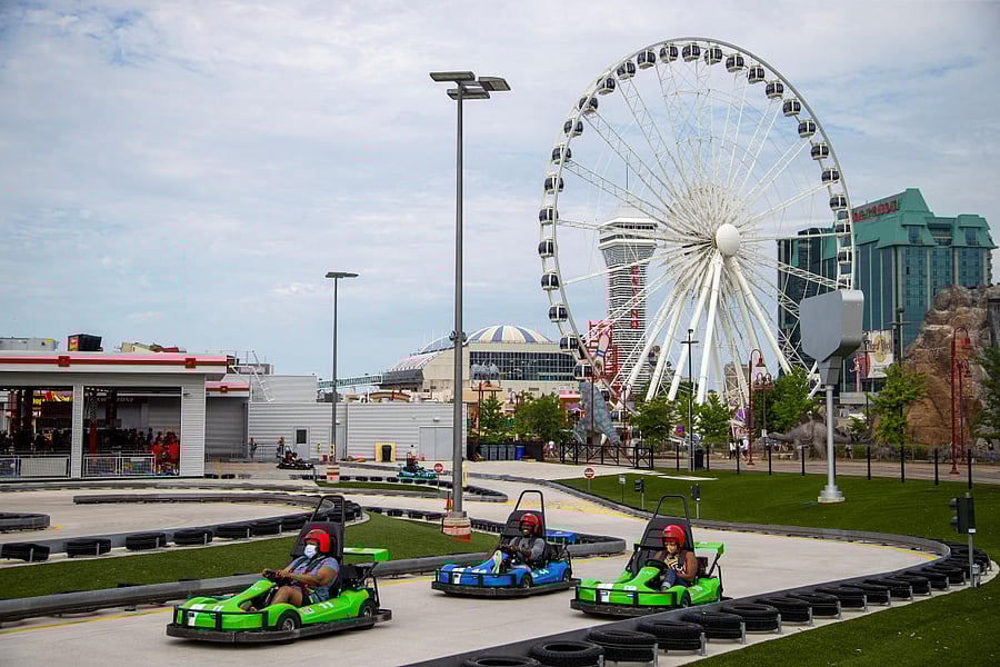 People ride go karts at a tourist attraction in Niagara Falls, Ontario, Canada. Credit: Reuters