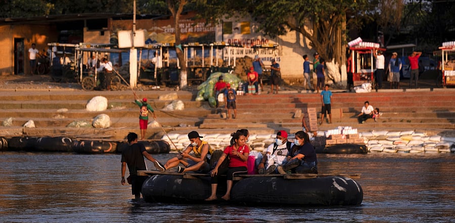 Mexican authorities set up an operation at the Suchiate river to prevent a migrant caravan of Central Americans from entering, in Ciudad Hidalgo. Credit: Reuters Photo