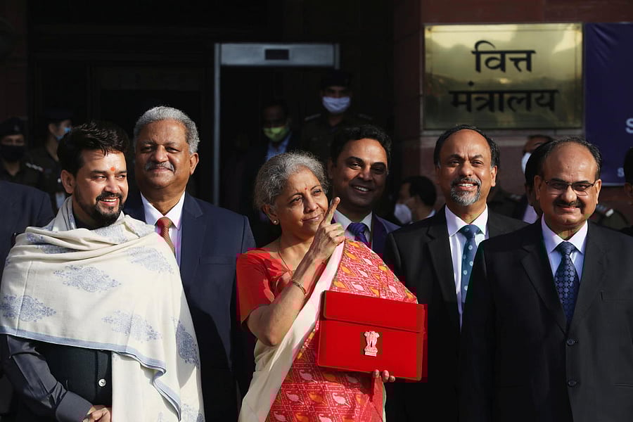 Finance Minister Nirmala Sitharaman to present the Union Budget 2021 on a tablet. Credit: Reuters Photo