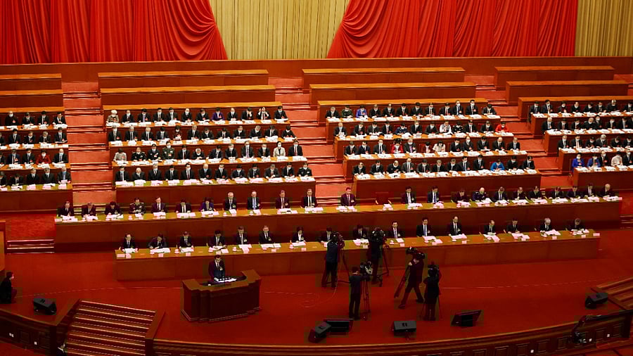 Chinese Premier Li Keqiang speaks at the opening session of the National People's Congress (NPC) at the Great Hall of the People in Beijing, China March 5, 2021. Credit: Reuters Photo