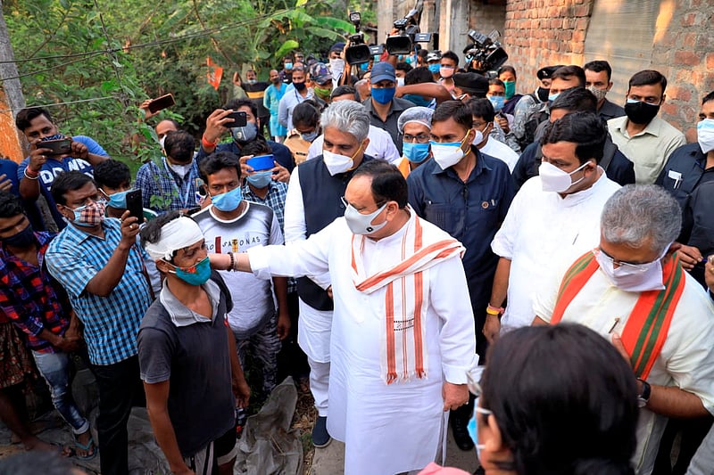 In Pics | BJP president JP Nadda visits violence hit areas in West Bengal
