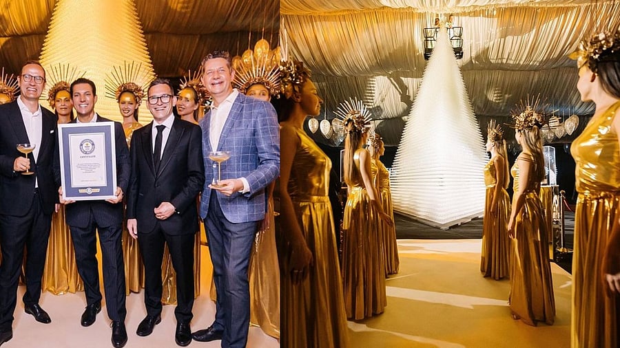 In Pics | Dubai hotel builds 55,000 glass champagne pyramid, sets Guinness Record