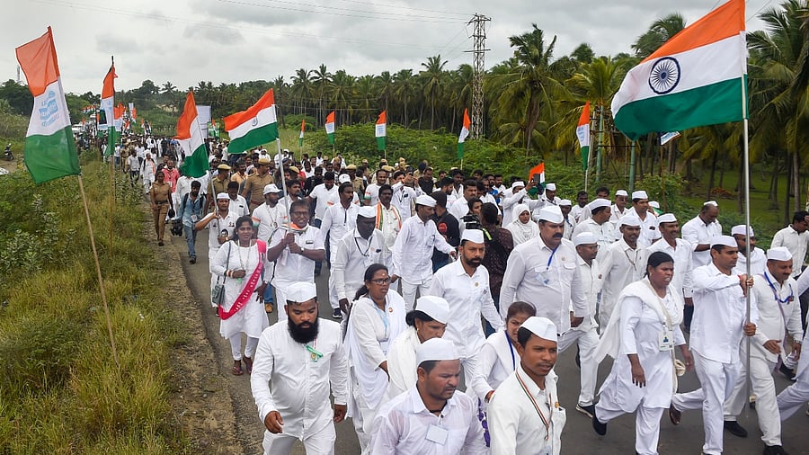 Bharat Jodo Yatra: Congress leaders begin 3,570-km padyatra to unite India; See Pics Credit: PTI Photo
