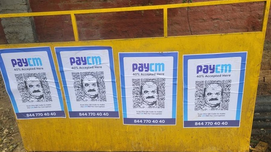 '40% Sarkar': 'PayCM' posters with Bommai's likeness surface in Bengaluru Credit: Twitter/SevadalOR