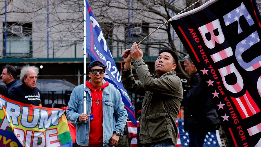 Supporters of former US president Donald Trump protest outside the Manhattan District Attorney's office in New York City. Credit: AFP Photo