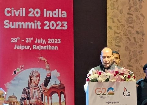 Defence minister Rajnath Singh at Civil 20 Summit in Jaipur
