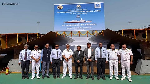 Alt="Keel laying of two Next Generation Offshore Patrol Vessels for ICG"