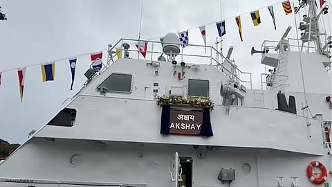 Alt="Indian Coast Guard has commissioned ICGS Akshay Fast Patrol Vessel"