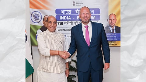 Alt="India's Defence Minister with Belgian Defence and Trade Minister Theo Francken"