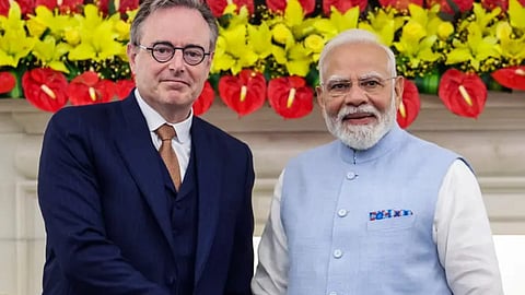Alt="Belgium PM: Bart De Wever with PM Modi"