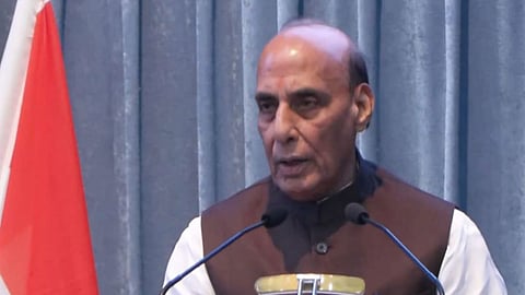 Alt="Defence Minister Rajnath Singh at VIMARSH 2026"