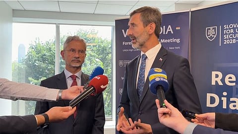 Alt="EAM S Jaishankar with Slovakia's FM Juraj Blanar"