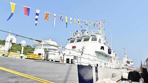 Alt="ICGS Ajit commissioned at Goa Shipyard"