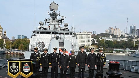 Alt="INS Sahyadri arrives at Vladivostok, Russia"