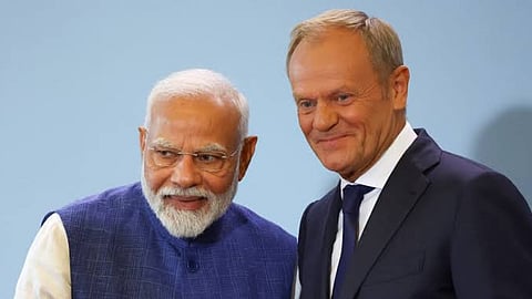Alt="PM Narendra Modi with Polish PM Donald Tusk"