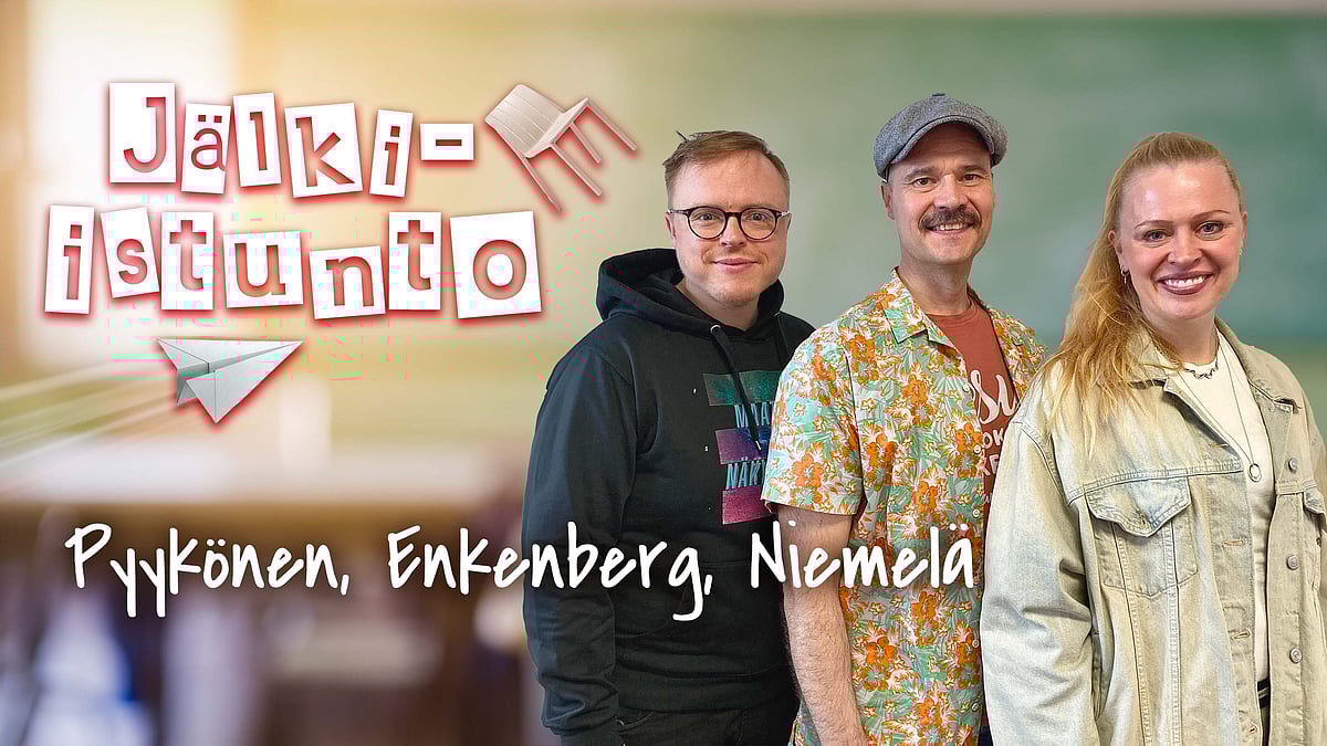 Jälki-istunto-podcastissa Martti Pyykönen, Ilkka Enkenberg ja Erika Niemelä