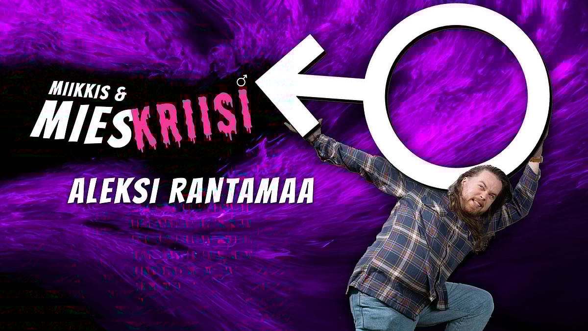 Mieskriisi-podcastin vieraana mediapersoona Aleksi Rantamaa.