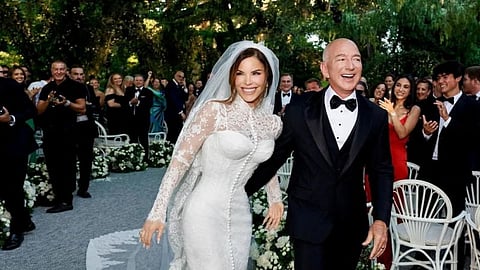 Amazon boss Jeff Bezo at his wedding reception in Venice in June, 2025.