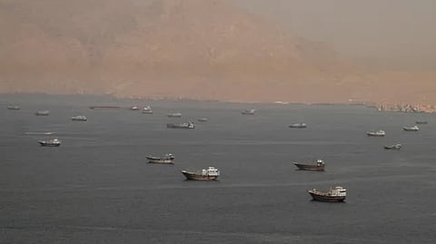 Ships stranded in the Strait of Hormuz