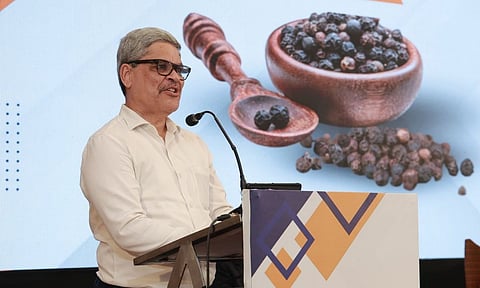 Dr. Arun Raste, MD & CEO, NCDEX, speaking at the launch of black pepper futures at Kochi