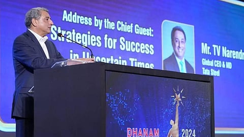 T.V. Narendran, CEO & Managing Director, Tata Steel, at the Dhanam Business Summit and Award Nite 2024