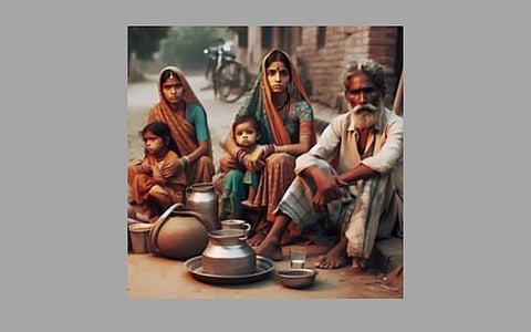 AI image of a poverty-ridden Indian family