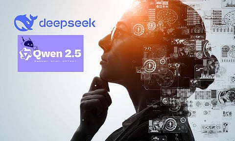 logos of Deepseek, Alibaba and artificial intelligence 