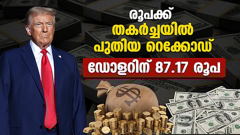 American president Donald trump with rupee signal and dollor