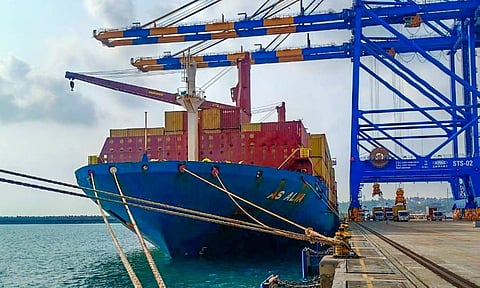 as alva container ship docked at vizhinjam international port