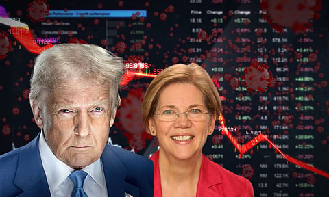 Us president Donald Trump, US counselor Elizabeth Warren 