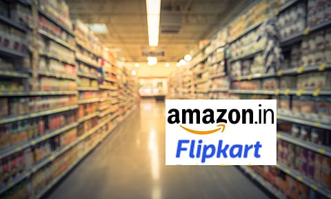 grocery store amazon and flipkart logos