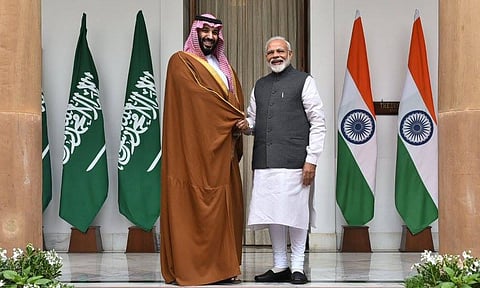 Prime minister Narendra Modi and Saudi crown prince Muhammed Bin Salman