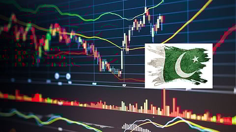 stock market , pakistan flag