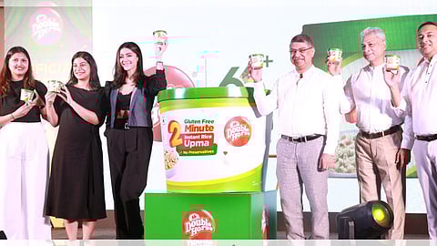 Double Horse Gluten-Free 2-Minute Instant Rice Upma was launched by Vinod Manjilas, chairman of Food Tech Private Limited (Double Horse), along with brand ambassador Mamta Mohandas. Directors Sajeev Manjilas, Joy Ranji, Annie Manjil, and Aniy Santosh were also present.