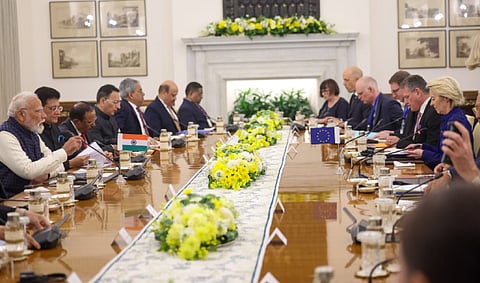 16th India-EU Summit held in New Delhi, led by Prime Minister Shri Narendra Modi, President of the European Council, H.E. Mr. Antonio Costa & President of the European Commission, H.E. Ms. Ursula von der Leyen