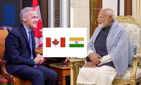 Canadian Prime Minister Mark Carney and Indian Prime Minister Narendra Modi